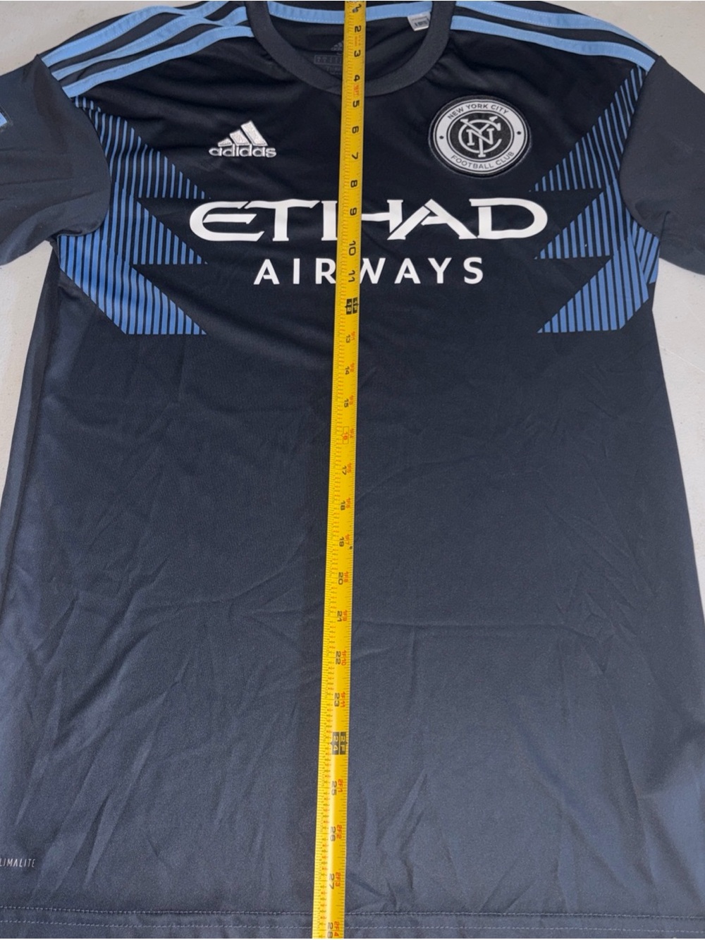 adidas Black and Sky Blue NYCFC Men's Soccer Jersey
